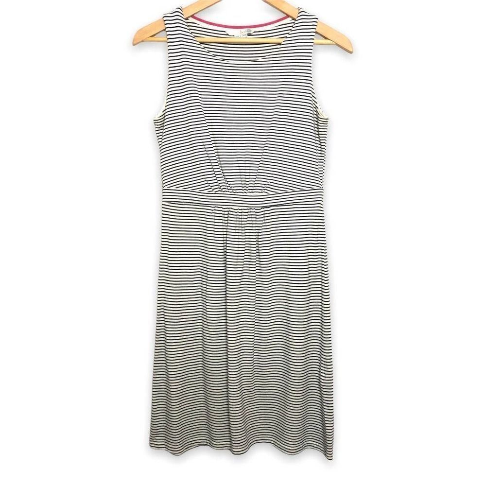 BODEN- Sleeveless, Scoopneck Black & White Striped Midi Dress, 6R